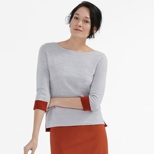MM Lafleur Keene Gray Orange Merino Wool Sweater